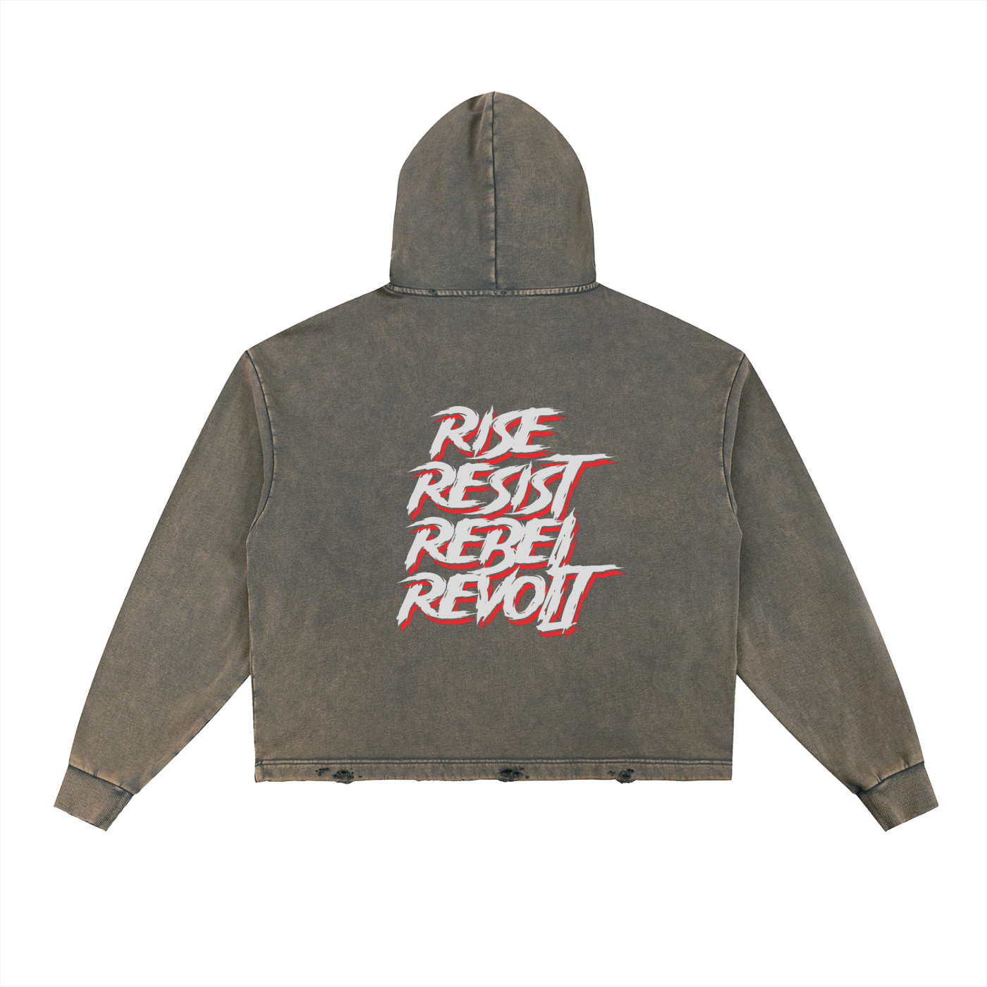 Vintage Washed Frayed-Hem Hoodie