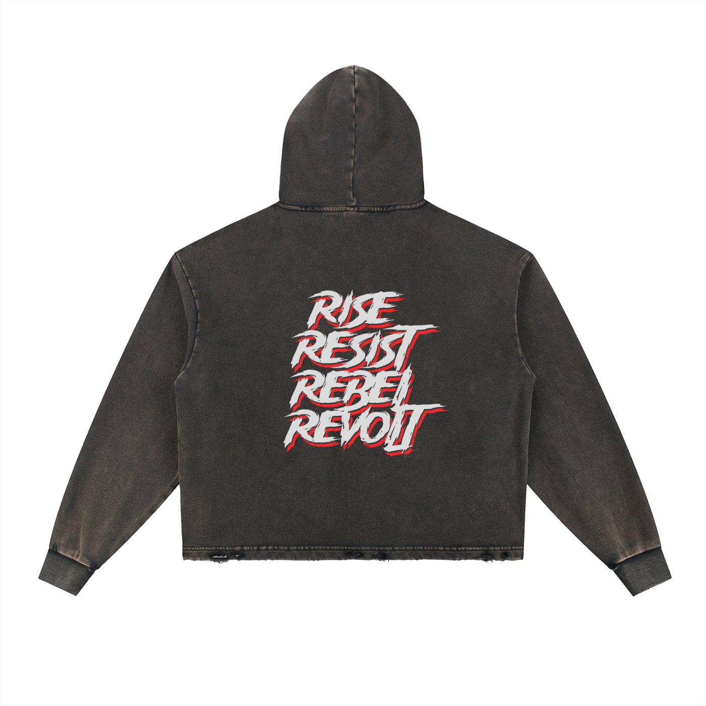 Vintage Washed Frayed-Hem Hoodie